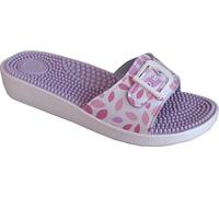 EKO FIT - Sandalia de Casa para Mujer con Plantilla de Masaje con Puntos - Estimula la Circulación - Máximo Confort - Una Hebilla Ajustable - HOJAS ROSA 36