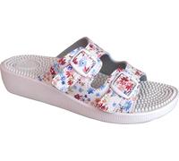 EKO FIT - Sandalia de Casa para Mujer con Plantilla de Masaje con Puntos - Estimula la Circulación - Máximo Confort - Dos Hebillas Ajustables - FLORES 41