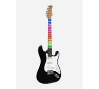 EKO GUITARS - Guitarra Eléctrica S-300 BLACK VISUAL NOTE, ''Visual Note“, Cuerpo de Álamo, Mástil de Arce, Diapasón Resina, Lámina Visual Note compatible con APP, Color Negro