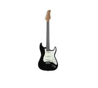 EKO Guitars - Guitarra eléctrica ST-300, cuerpo álamo, mango de acero, teclado WPC, 3 pastillas single-coil, puente trémolo, 22 trastes, color negro