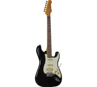 EKO GUITARS - Guitarra eléctrica ST-350, cuerpo álamo, mango de acero, teclado Laurel, pastilla H-S-S, puente trémolo, 22 trastes, escala 650 mm, color negro