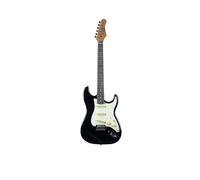 EKO Guitars - Guitarra eléctrica ST-400, cuerpo de Pawlonia, mango de arce, diapasón de Laurel, 3 pastillas Single-Coil, 22 trastes, brillante, color negro