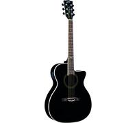 Eko Guitars - NXT A100CE Sea Through Black, guitarra acústica Top de abeto, bandas y fondo de caoba, diapasón de South American Roupanà, Dreadnought Cutaway, color negro
