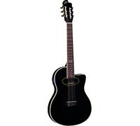 EKO Guitars - NXT NYLON N100CE Sea Throug Black, guitarra clásica cuttaway electrificada, tapa de abeto, bandas, fondo y mástil de caoba, diapasón de South American Roupanà, escala de 650 mm, color