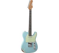 EKO GUITARS - VT-380 Relic Daphne Blue, Guitarra Eléctrica, Cuerpo de Paulownia, Mástil de Arce, Diapasón de South American Roupanà, Color Daphne Blue