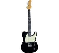 EKO GUITARS - VT-380 V-NOS Black, Guitarra Eléctrica, Serie''Tribute V-NOS“, Cuerpo de Paulownia, Mástil de Arce, Diapasón de Resina EKO WPC, Color Negro