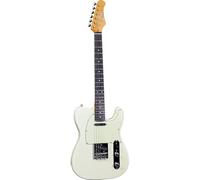 EKO GUITARS - VT-380 V-NOS Olympic White, Guitarra Eléctrica de la Serie "Tribute V-NOS", Cuerpo de Paulownia, Mástil de Arce, Diapasón de Resina EKO WPC, Color Olympic White
