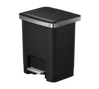 EKO HANA | Cubo de Basura Cocina Baño 15L Negro con Pedal y Cierre Suave | Papelera Compacta y Moderna para Baño o Cocina