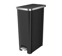 EKO Hana - Cubo de basura con pedal de cocina de 30 L, con cierre suave y tapa que se mantiene cerrada, perfecto para cocina y hogar, color negro