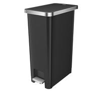 EKO Hana - Cubo de basura con pedal de cocina de 45 L, con ruedas integradas para uso doméstico y de cocina (negro)