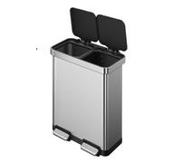 EKO Hana Deluxe Bote de Basura 40L+28L (68L) Doble Compartimento | Pedal Metálico | Acero Inoxidable Premium | Cubos Interiores Extraíbles | Ideal para Reciclaje en Cocina