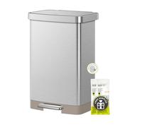 EKO Hudson - Cubo de basura de acero inoxidable mate de 50 litros/13.2 galones con compartimento de almacenamiento trasero