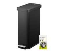 EKO Hudson Slim - Cubo de basura de cocina de 50 litros con tapa, cubo de basura de acero inoxidable para cocina o hogar, cubo de basura que ahorra espacio con tapa de cierre suave, se mantiene