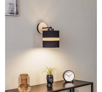 Eko-Light Aplique de pared Terra de madera y textil, negro