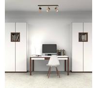 Eko-Light Downlight Baron, 3 luces, negro/madera