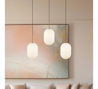 Eko-Light Lámpara colgante Alias, metal dorado, cristal opalino, 3 luces larga