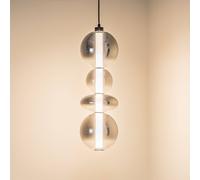 Eko-Light Lámpara colgante LED Daphne, cristal gris transparente, altura 62 cm