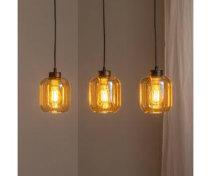 Eko-Light Lámpara colgante Sombra, ámbar, 3 luces, alargada