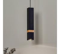 Eko-Light Lámpara colgante Vidar, negra con detalles en madera, 1 luz