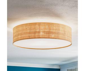 Eko-Light Plafón Leano, madera clara, ratán, Ø 50 cm