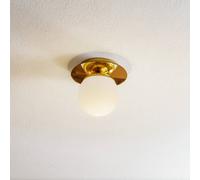 Eko-Light Plafón Plato, dorado, metal, cristal opalino, Ø 19 cm