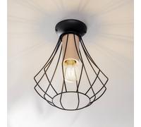 Eko-Light Plafón Will, madera clara, jaula negra