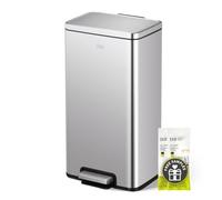 EKO Madison Cubo de Basura Cocina 30L con Pedal y Cierre Suave | Papelera de Acero Inoxidable Antihuella | Diseño Compacto y Robusto | Incluye Bolsas | Ideal para Cocinas Modernas