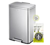EKO Madison Cubo de Basura Cocina 50L con Pedal y Tapa de Cierre Suave | Acero Inoxidable Antihuella | Papelera Moderna y Robusta | Gran Capacidad para Reciclaje