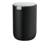 EKO Mini cubo de basura de escritorio con tapa abatible de 0.4 galones, mesa pequeña redonda para oficina, hogar, coche (negro)