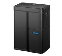 EKO Mirage Plus papelera con 3 compartimentos, 2 x 15 L y 30 L, papelera recicladora con sensor, 3 papeleras interiores de plástico, papelera automática con tapa, gran papelera de cocina 60l, negro