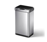 EKO Mirage-T | Cubo de Basura Cocina 50L con Sensor de Movimiento | Papelera Rectangular sin Contacto en Acero Inoxidable Cepillado