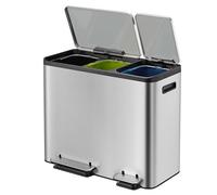 EKO VB 912846 EcoCasa Step Bin Triple Liners 15L+15L + 15L Inox Mate, Acero Inoxidable, 32,1 x 60,5 x 49,2 cm
