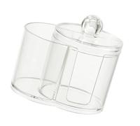 Ekoama - Caja de almacenamiento de hisopo de algodón transparente y almohadilla de maquillaje con doble capa para organización de baño