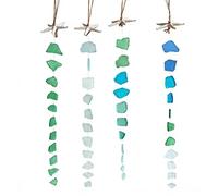 Ekoama Campanas de viento para decoración costera de playa, campanillas de viento con estrellas de mar para decoración colgante de ventana del hogar, jardín, ventana