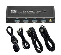 Ekoama KVM - Conmutador HDTV 2x1 que permite el uso compartido de teclados de monitor, ratón, dispositivos USB, 4 K60 Hz, Hot Plugs Fast Switching