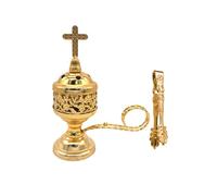Ekoama Quemadores de incienso de metal con tapa de cruces y pinzas para aromaterapia, decoración del hogar y meditaciones