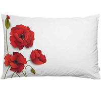 EKOBLA Funda de almohada con diseño de amapola roja y flores de corazón floreciente, decoración natural salvaje, funda de almohada para sofá cama, tamaño Queen estándar de 50 x 76 cm