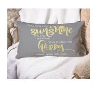EKOBLA Funda de almohada con frase motivacional You are My Sunshine amarillo sobre gris con palabras de algodón y lino, funda de almohada decorativa para el hogar y la oficina, 12 x 20 pulgadas