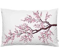 EKOBLA Funda de almohada japonesa de cerezo asiático, estilo jardín, rama de árbol, flores, hermosa decoración floral lumbar, funda de almohada para sofá cama, tamaño Queen estándar 50 x 76 cm