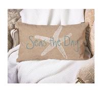 EKOBLA Seas The Day - Funda de almohada de madera de estrella de mar de playa vintage, color marrón, diseño de peces marinos, cuadradas, para sofá, dormitorio, sala de estar, 12 x 20 pulgadas
