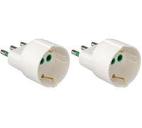 Ekon Adaptador para enchufe italiano-alemán, enchufe italiano 16 A, toma italiano-alemana 16 A, fabricado en Italia, blanco (Paquete de 2)