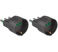 Ekon Adaptador para enchufe italiano-alemán, enchufe italiano 16A, enchufe italial-alemán 16A, fabricado en Italia, negro (Paquete de 2)