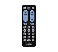 Ekon Mando a Distancia 2 en 1 para TV Universal, también para DVD, Blue-Ray, decodificador, Infrarrojos, TV HD, LED, LCD