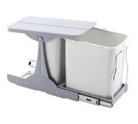 EKOTECH Cubo de basura empotrable Patty 30, 1 x 8/1 x 16 litros, plástico, color gris