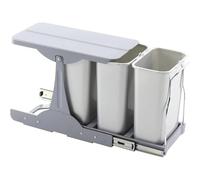 EKOTECH Cubo de basura empotrable Patty 30, 3 x 8 litros, plástico, color gris