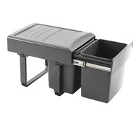 EKOTECH Mega 40 - Cubo de basura empotrable (2 x 15 L, plástico), color gris
