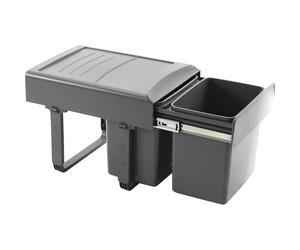 EKOTECH Mega 40 - Cubo de basura empotrable (2 x 15 L, plástico), color gris