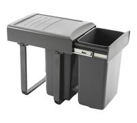 EKOTECH Mega 40 - Cubo de basura empotrable (2 x 20 L, plástico), color gris