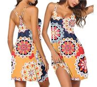 Ekouaer Camisón sin mangas con cuello en V para mujer, Círculo amarillo, S