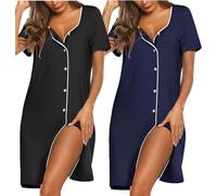 Ekouaer Camisones de Mujer Algodón Corta Camisones Mujer Manga Corta